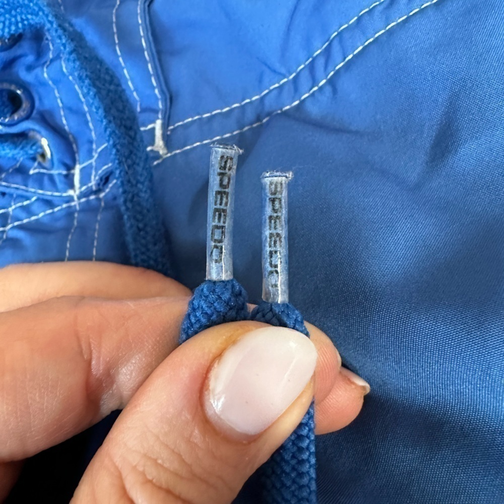 Men’s Speedo Swim trunks size large blue black floral Hawaiian print pockets﻿﻿﻿﻿ - Picture 4 of 5